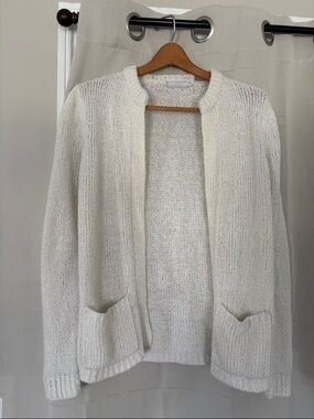 Cozy Open-Front Cream Knit Cardigan Sweater
